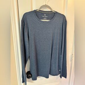 Free Country Micro Tech Men's Large Heathered Navy Long-Sleeve Crew Shirt NWT